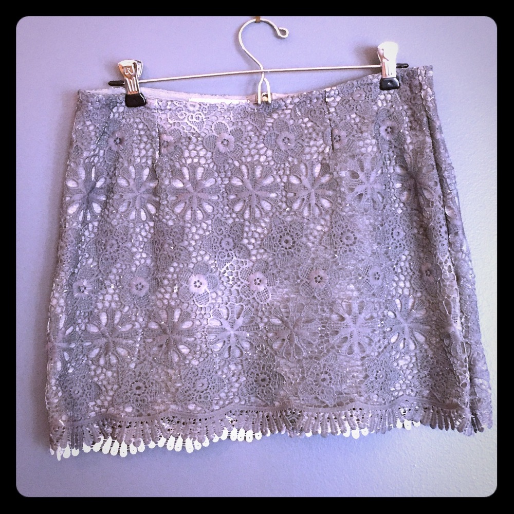 Miniskirt lace crochet gray Brazilian designer